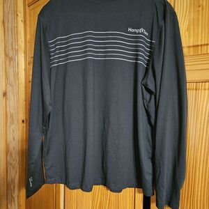 Hang Ten Black Long Sleeve Tee with White Stripes